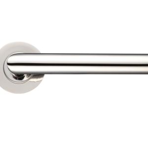 ZCS Architectural Mitred Lever On Round Rose, Polished Stainless Steel (sold in pairs)