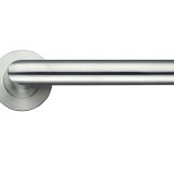 ZCS Architectural Mitred Lever On Round Rose - Satin Stainless Steel (sold in pairs)