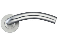 ZCS Architectural Arched Lever On Round Rose - Satin Stainless Steel (sold in pairs)