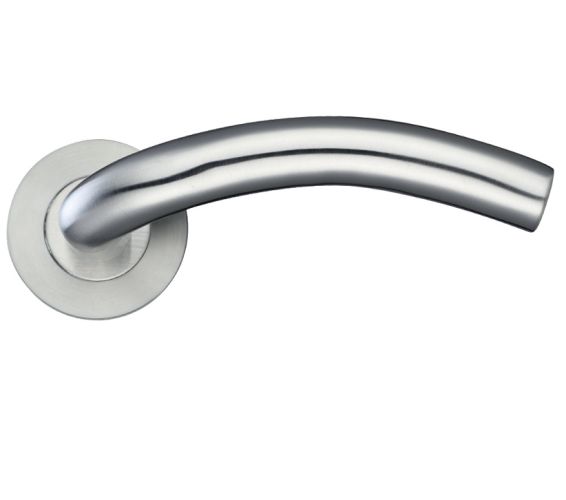 ZCS Architectural Arched Lever On Round Rose – Satin Stainless Steel (sold in pairs)