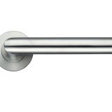 ZCS Architectural Oval Mitred Lever On Round Rose - Satin Stainless Steel (sold in pairs)