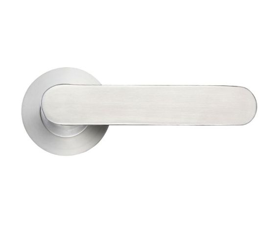 ZCS Architectural Atlas Lever On Round Rose, Satin Stainless Steel (sold in pairs)