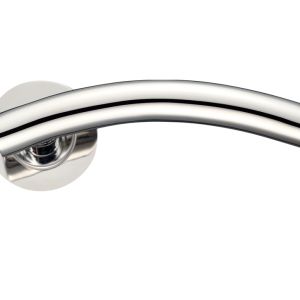 ZCS Architectural Arched T-Bar Lever On Round Rose – Polished Stainless Steel (sold in pairs)