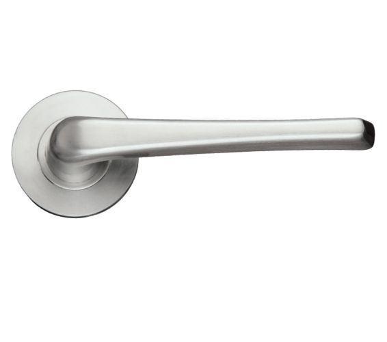 ZCS Architectural Atlas Lever On Round Rose, Satin Stainless Steel (sold in pairs)