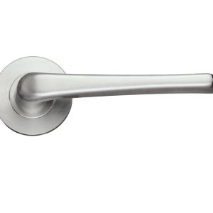 ZCS Architectural Atlas Lever On Round Rose, Satin Stainless Steel (sold in pairs)