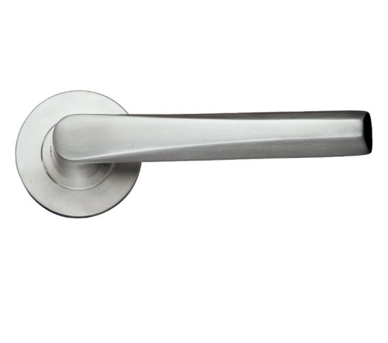 ZCS Architectural Designer Lever On Round Rose, Satin Stainless Steel (sold in pairs)