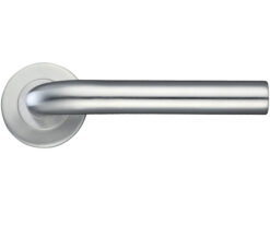 ZCS2 Radius Lever On Round Rose, Satin Stainless Steel (sold in pairs)