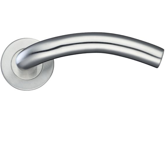 ZCS2 Contract Arched Lever On Round Rose, Satin Stainless Steel (sold in pairs)