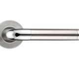 ZCS2 Contract Radius Lever On Round Rose, Dual Finish Polished & Satin Stainless Steel (sold in pairs)