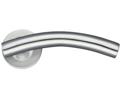 ZCS2 Contract Arched T-Bar Lever On Round Rose - Satin Stainless Steel (sold in pairs)