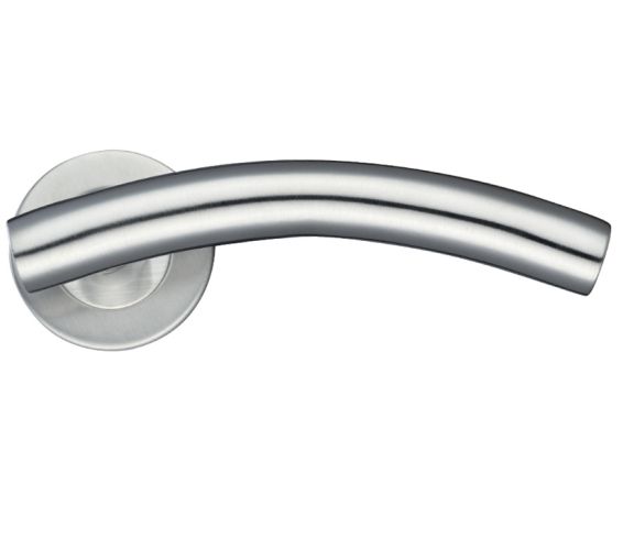 ZCS2 Contract Arched T-Bar Lever On Round Rose – Satin Stainless Steel (sold in pairs)
