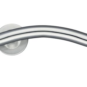 ZCS2 Contract Arched T-Bar Lever On Round Rose – Satin Stainless Steel (sold in pairs)
