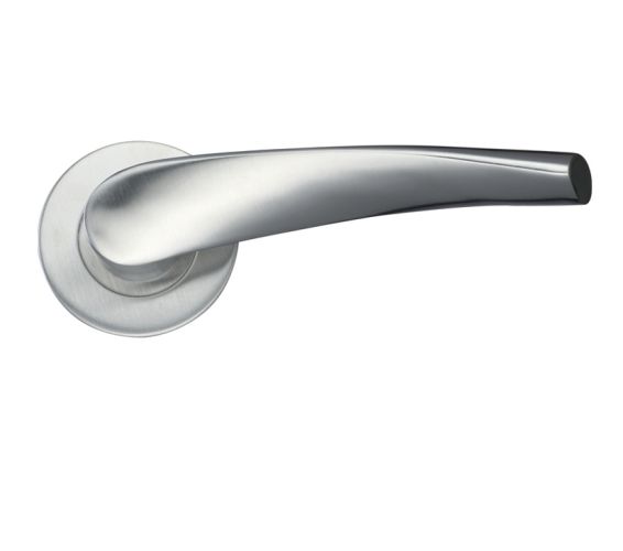 ZCS2 Contract Curved Lever On Round Rose, Satin Stainless Steel (sold in pairs)