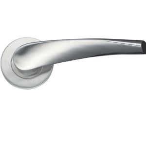 ZCS2 Contract Curved Lever On Round Rose, Satin Stainless Steel (sold in pairs)