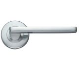 Leon Contract Lever On Round Rose, Satin Chrome (sold in pairs)