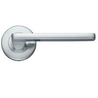 Leon Contract Lever On Round Rose, Satin Chrome (sold in pairs)
