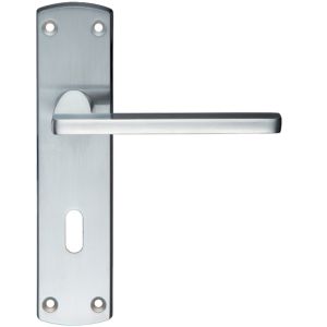 Leon Contract Door Handles On Backplate, Satin Chrome (sold in pairs)