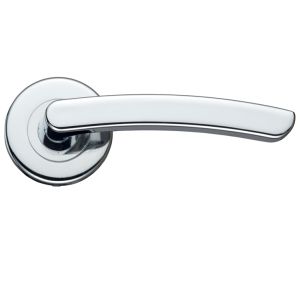 Santiago Contract Lever On Round Rose, Polished Chrome (sold in pairs)