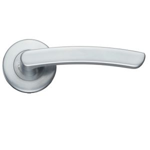 Santiago Contract Lever On Round Rose, Satin Chrome (sold in pairs)