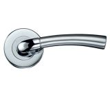 Girona Contract Lever On Round Rose, Dual Finish Satin Chrome & Polished Chrome (sold in pairs)