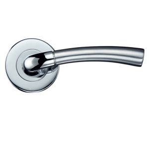 Girona Contract Lever On Round Rose, Dual Finish Satin Chrome & Polished Chrome (sold in pairs)