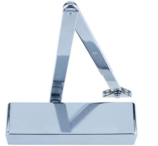 Hardware, Power Adjustable 2-4 Overhead Door Closer, Polished Nickel