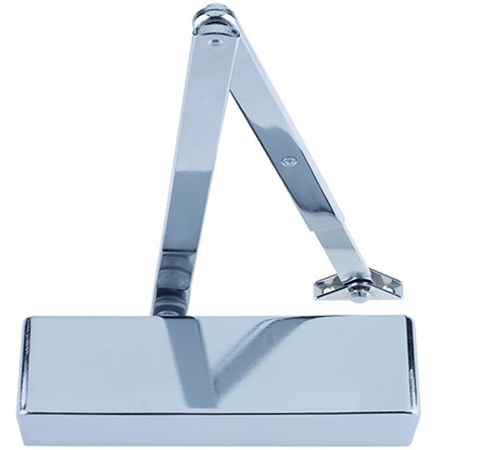 Hardware, Power Adjustable 2-4 Overhead Door Closer, Polished Nickel