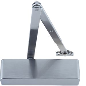 Hardware, Power Adjustable 2-4 Overhead Door Closer, Satin Nickel