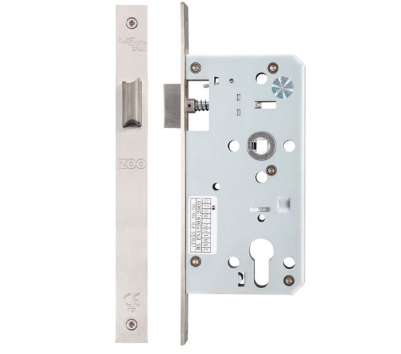 72mm c/c DIN Latch (Square Or Radius Profile), Satin Stainless Steel