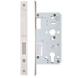 72mm c/c DIN Dead Lock (Square Or Radius Profile), Satin Stainless Steel