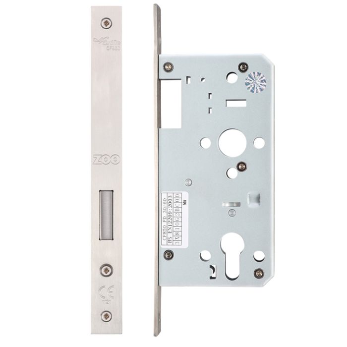 72mm c/c DIN Dead Lock (Square Or Radius Profile), Satin Stainless Steel