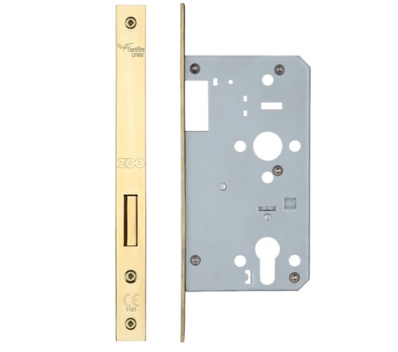 72mm c/c DIN Dead Lock (Square Profile), PVD Stainless Brass