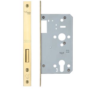 72mm c/c DIN Dead Lock (Square Profile), PVD Stainless Brass