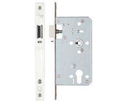 72mm c/c DIN Night Latch (Square Or Radius Profile), Polished Stainless Steel