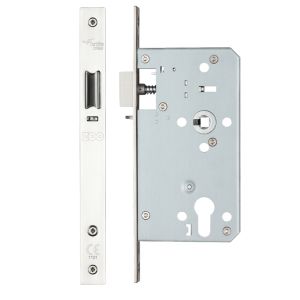 72mm c/c DIN Night Latch (Square Or Radius Profile), Polished Stainless Steel