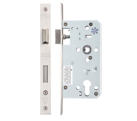 72mm c/c Euro Sash DIN Lock (Square Or Radius Profile), Satin Stainless Steel