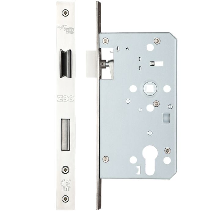 72mm c/c DIN Escape Lock (Square Or Radius Profile), Polished Stainless Steel