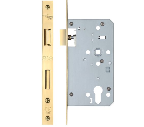 72mm c/c DIN Escape Lock (Square Profile), PVD Stainless Brass