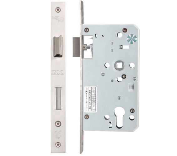 72mm c/c DIN Escape Lock (Square Or Radius Profile), Satin Stainless Steel