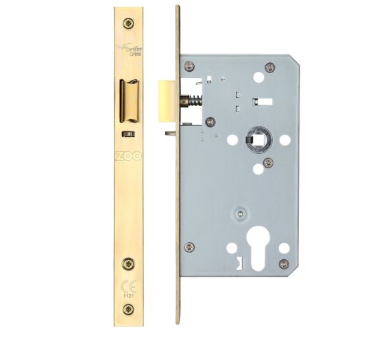 72mm c/c DIN Night Latch (Square Profile), PVD Stainless Brass
