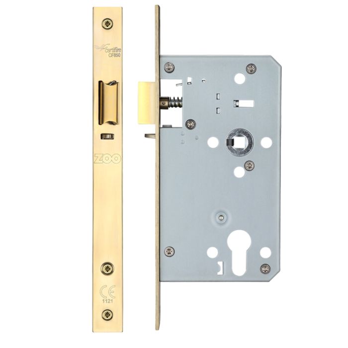 72mm c/c DIN Night Latch (Square Profile), PVD Stainless Brass