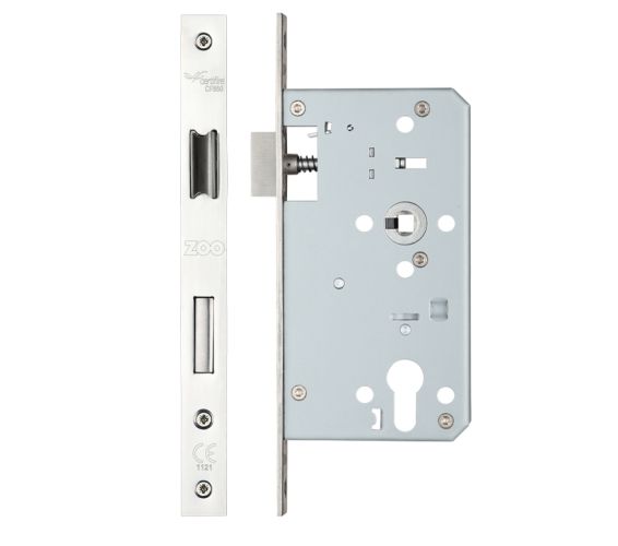 72mm c/c Euro Sash DIN Lock (Radius Profile), Polished Stainless Steel