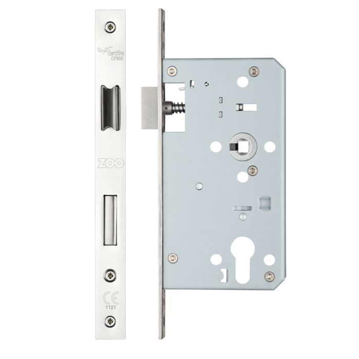 72mm c/c Euro Sash DIN Lock (Radius Profile), Polished Stainless Steel