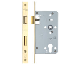72mm c/c DIN Euro Sash Lock (Square Profile), PVD Stainless Brass