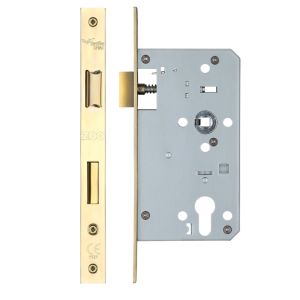 72mm c/c DIN Euro Sash Lock (Square Profile), PVD Stainless Brass