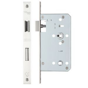78mm c/c DIN Bathroom Lock (Square Or Radius Profile), Polished Stainless Steel
