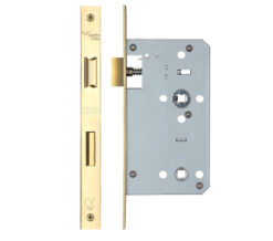 78mm c/c DIN Bathroom Lock (Square Profile), PVD Stainless Brass