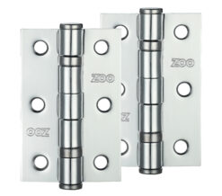 3 Inch Steel Ball Bearing Door Hinges, Polished Chrome  (sold in pairs)
