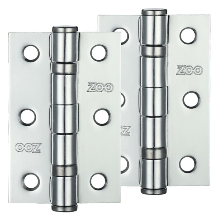 3 Inch Steel Ball Bearing Door Hinges, Polished Chrome  (sold in pairs)