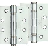 4 Inch Steel Ball Bearing Door Hinges, Polished Chrome  (sold in pairs)